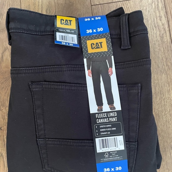 CAT Men's Fleece Lined Canvas Pant, Stretch Canvas, Straight Leg - Picture 10 of 15